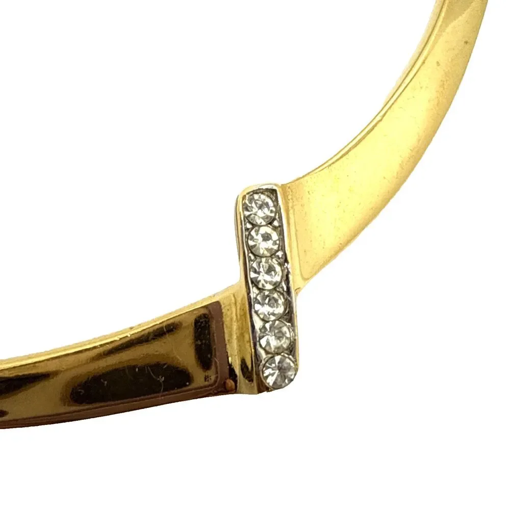 Vintage CROWN TRIFARI Gold Tone Rhinestone Choker Necklace 1970s 15